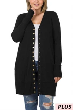 20 OT-B {Cute As A Button} Black Button Up Cardigan PLUS SIZE 1X 2X 3X -Curvy Chic Boutique image 68ebfafa bcb4 4a5a 865d 50fbee4defd1