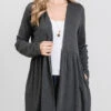 23 OT {Prepared For Anything} Charcoal Long Sleeve Cardigan PLUS SIZE 1X 2X 3X