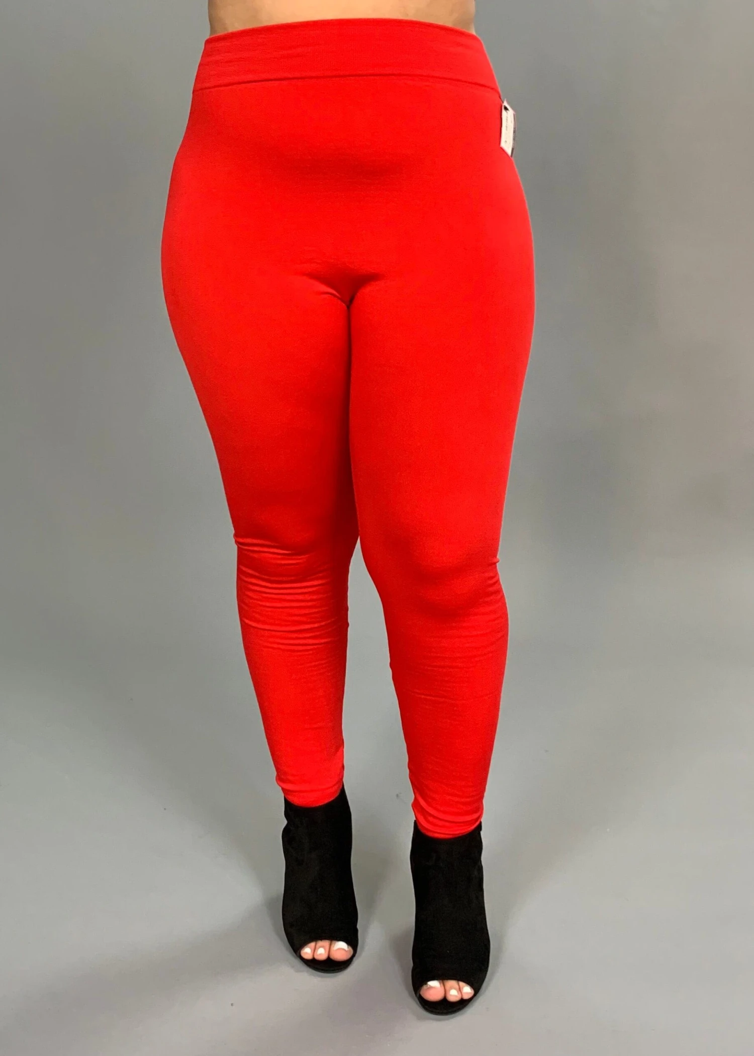 BIN-98 "AURA VIA" Stretchy Red Fleece Leggings 4 BIN-98 "AURA VIA" Stretchy Red Fleece Leggings - Image 2