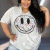 12 GT-M {Big Smiles} Ash Grey Splatter Smiley Graphic Tee PLUS SIZE 1X 2X 3X