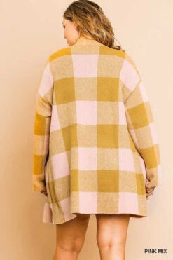 27 OT-A {Feel The Warmth} UMGEE Pink Mix Plaid Sweater PLUS SIZE XL 1X 2X Shacket -Curvy Chic Boutique image 6baec678 c0c2 4001 955f c537d9ac9723