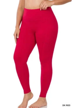 BIN-98 {Start Living} RED Yoga Leggings PLUS SIZE 1X 2X 3X SALE!!!