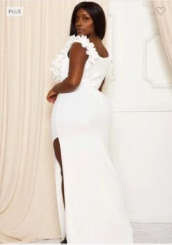 LD-L {Height Of Fame} Ivory Ruffle Maxi Dress W/Slit PLUS SIZE 1X 2X 3X -Curvy Chic Boutique image 6d1c8f29 b72f 4272 8964 7e4ce562feac