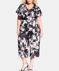 LD-Z M-109 {City Chic} Floral Print Satin Jumpsuit