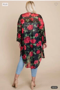 LD-T {The Rose Wins} Black/Red Rose Print Kimono PLUS SIZE 1X 2X 3X -Curvy Chic Boutique image 6dc1a2d1 52c0 4b9e 922a a32803a83691