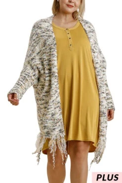 79 OR 36 OT-C {First Pick} Umgee Creme/Mocha Sweater PLUS SIZE XL 1X 2X