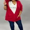 89 OT-D {Paint The Town} RED French Terry Jacket With Hood CURVY BRAND! Extended Plus -Curvy Chic Boutique image 6fd7b339 b948 4408 a3e1 e59ef6bb95d4