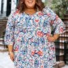 51 PQ-B {Last Time} Blue Tie Dye V-Neck Babydoll Top EXTENDED PLUS SIZE 3X 4X 5X -Curvy Chic Boutique image 70bdf1bc 9bc8 414d b816 706ff339cd34