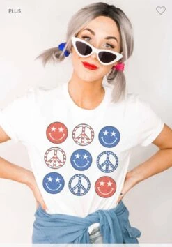 30 GT-I {Peace Out} SALE! White Peace Sign And Smiles Graphic Tee PLUS SIZE 1X 2X 3X -Curvy Chic Boutique image 70c2d6c6 2033 4ca4 b77a 60c3589e5ad2