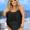 SWIM-S {Bahama Beauty} Black Ruffle One Piece Swimsuit SALE!!! EXTENDED PLUS SIZE 4X