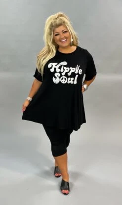30 GT-M {Hippie Soul} Black Short Sleeve Graphic Tee CURVY BRAND!!! EXTENDED PLUS SIZE XL 2X 3X 4X 5X 6X
