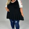 61 OS-A {Ladder Fun} Black/Ivory Ladder Sleeve Top SALE!!!! PLUS SIZE XL 2X 3X -Curvy Chic Boutique image 76a3ed95 94d1 4bb2 a93c cb58653fc840