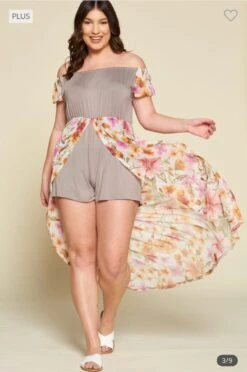 LD-P {All The Allure} Latte Floral Romper PLUS SIZE 1X 2X 3X -Curvy Chic Boutique image 774c8e73 7a52 4f32 b322 5df89ff11442