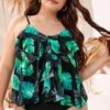 SWIM-Z {Tropical Tides} Teal Black Leaf Print 1 Piece Swimsuit SALE!!! PLUS SIZE 1X 2X 3X -Curvy Chic Boutique image 77c5e89e 4828 463a 8e7c 236faa7dddad