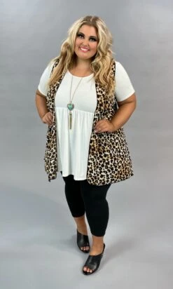 71 OT-C {Leopard Views} Leopard Print Vest PLUS SIZE 1X 2X 3X