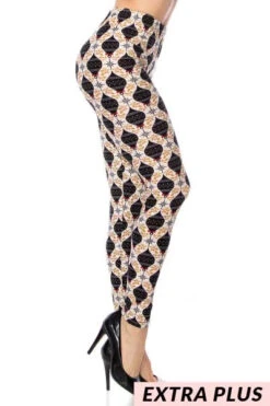 BIN-99 {Ready To Jingle} Ivory/Black Ornament Leggings PLUS SIZE