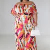 LD-P {Spicy Girl} Multi-Color Print Off Shoulder Jumpsuit PLUS SIZE 1X 2X 3X -Curvy Chic Boutique image 7c376fa5 818c 4536 a3ed f40858513105