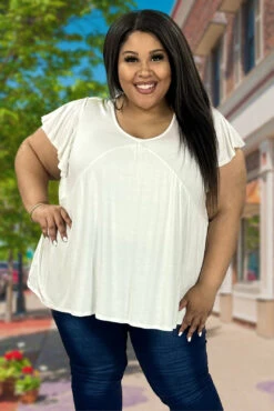 47 SSS-C {Say You Love Me} Ivory V-Neck Babydoll Top PLUS SIZE XL 2X 3X -Curvy Chic Boutique image 7e3b83b7 68a7 4ec2 a19a 9910e82286b3