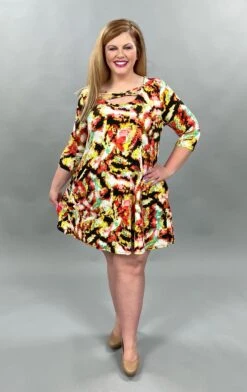 47 PQ-B {Brighten My World} Abstract Print W/Pockets PLUS SIZE 1X 2X 3X