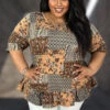 15 PSS {Hold Back Nothing} SALE! Brown Floral Ruffle Hem Top EXTENDED PLUS SIZE 4X 5X 6X -Curvy Chic Boutique image 81b460c3 0c49 4fa7 9bda bbbd5135bf32