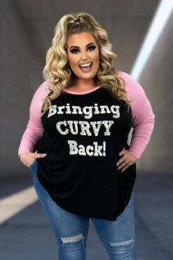 26 GT-B {Curvy Back} SALE!!! Pink/Black Graphic Tee CURVY BRAND!! EXTENDED PLUS SIZE 1X 2X 3X 4X 5X 6X