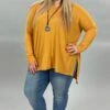 56 S SLS-B {Now & Zen} Golden Mustard V-Neck Tunic Plus Size 1X 2X 3X
