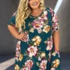 16 PSS-D {My Garden Grows} Hunter Green Floral V-Neck Dress EXTENDED PLUS SIZE 3X 4X 5X -Curvy Chic Boutique image 855953d1 da36 45df 99be 402d0db1e3ae