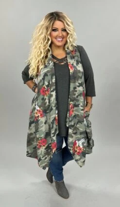 18 OT-A {Camo Love} Camo/Floral Vest PLUS SIZE 1X 2X 3X