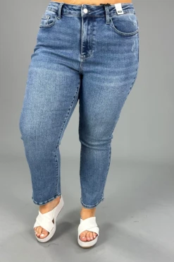 LEG-29 OR BT-V {Judy Blue} MId-Rise Cropped Bootcut Jeans PLUS SIZE 14 16