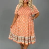 17 PSS-O {Leave Worry Behind} Peach Print Smocked Dress PLUS SIZE XL 2X 3X -Curvy Chic Boutique image 8c15cac4 6714 4709 b57a 88708dc5a71d