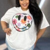 12 GT-K {Blooming Smile} White Daisy Smiley Graphic Tee {COMFORT COTTON!!!}PLUS SIZE 1X 2X 3X -Curvy Chic Boutique image 8d6596d0 b01d 415c 808a f996e02a2845