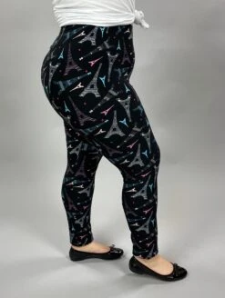 LEG-19 {Dreams Of Paris} Eiffel Tower Printed Leggings EXTENDED PLUS SIZE