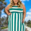 57 SV-J {When North Meets South} Emerald Stripe Print Dress PLUS SIZE 1X 2X 3X -Curvy Chic Boutique image 8da3a844 3669 41b1 93e2 92f9ccf97b07