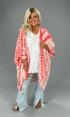 21 OT {Slay The Day} Red Tie Dye Kimono EXTENDED PLUS SIZE 3X 4X 5X