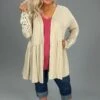 14 OT-U {Tour The Town} Oatmeal Babydoll Cardigan PLUS SIZE XL 2X 3X
