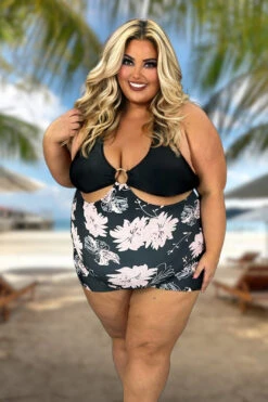 SWIM-X {Pink Frills} Black/Pink One Piece Swimsuit EXTENDED PLUS SIZE 4X