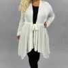 41 OT-E {Pure & Beautiful} White Tie Front Cardigan PLUS SIZE XL 2X 3X