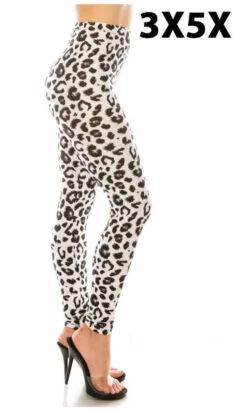 LEG-9 {Wild Experience} Ivory/Black Animal Print Leggings EXTENDED PLUS SIZE 3X/5X
