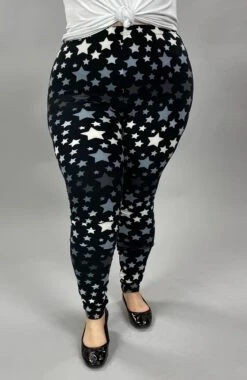 LEG-O {In The Stars} Black Star Print Leggings EXTENDED PLUS SIZE 3X/5X -Curvy Chic Boutique image 9553927c 7054 4d7f 8763 b5357b695461