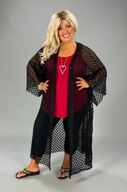 LD-O {Drawn To Lace} Black SALE! Lace Duster PLUS SIZE XL 2X 3X
