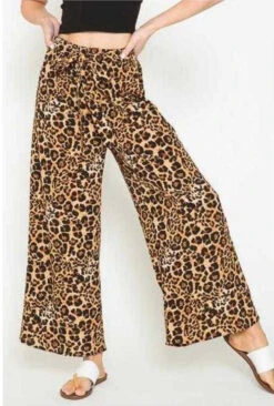 BIN-99 {That's Classy} Brown Animal Print Wide Leg Pant PLUS SIZE 1X 2X 3X SALE!!!!