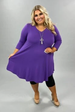 63 SQ-J {Stolen Dreams} Purple V-Neck Dress With Pockets PLUS SIZE XL 2X 3X