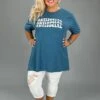 73 GT-P {Antisocial} Heather Deep Teal Graphic Tee PLUS SIZE 3X