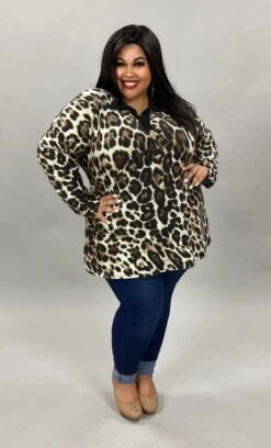 41 CP-E {Leopard Queen} Leopard Print V-Neck Top PLUS SIZE 1X 2X 3X