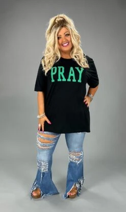 83 GT-Z {Pray} Black/Kelly Green PRAY Graphic Tee PLUS SIZE XL 2X 3X