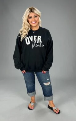 53 GT-D {Over Thinker} Black Graphic Sweatshirt PLUS SIZE 1X 2X 3X