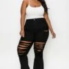 LEG-58 {The Map} Black Destroy Flared Fringe Hem Jeans PLUS SIZE 1X 2X 3X -Curvy Chic Boutique image 9a58b6d1 2c77 4aa8 8377 c7204d055be2