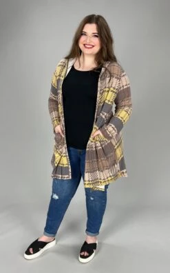 35 OT-D {Piece Of Pie} Taupe Tiered Cardigan W/Hood PLUS SIZE 1X 2X 3X SALE!!