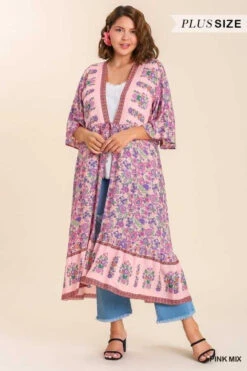 LD-R {There She Goes} Umgee SALE!! Pink Mix Floral Kimono PLUS SIZE XL 1X 2X -Curvy Chic Boutique image 9cf8f56a 7941 4f99 b93c 52a3617a7aac