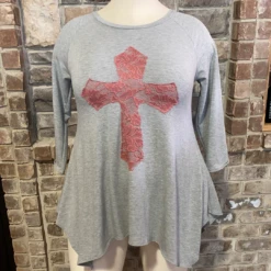 29 GT-C {Don't Cross Me} Grey Pink Cross Detail Top PLUS SIZE XL 2X 3X -Curvy Chic Boutique image 9d59e345 39fc 4386 b3ef f29fdbdccfdc